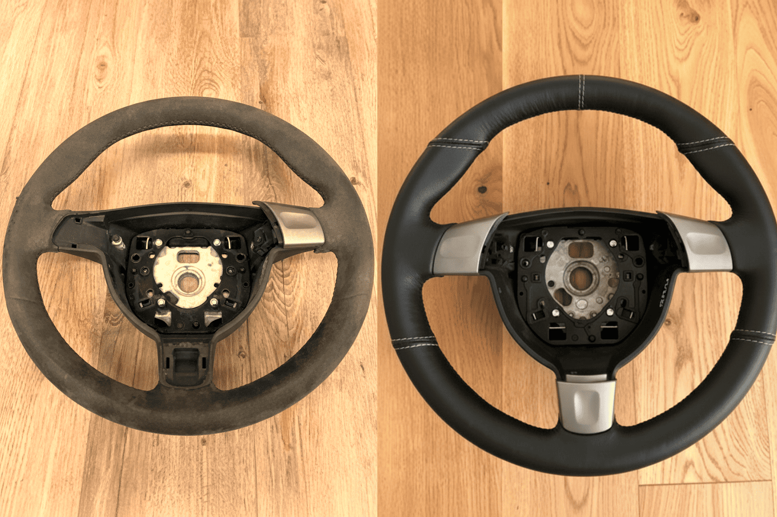 Lenkrad neu beziehen - Vorher und Nachher